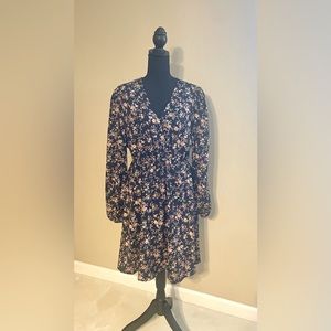 CUPSHE Long sleeve Navy Floral Dress